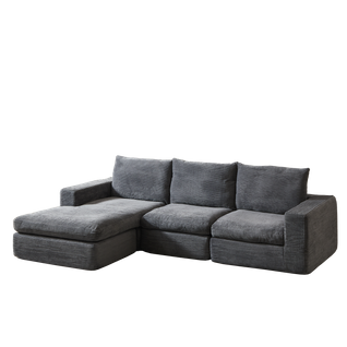 Canapé Modulable 251x160x81 Cm, 4 Modules, Double Couche De Mousse, Velours Côtelé, Gris Foncé