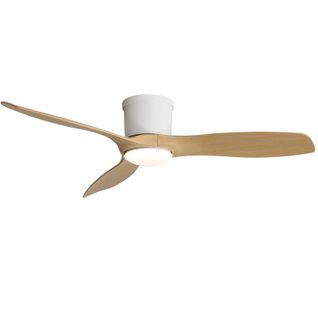 Ventilateur En Abs 120x45 Cm Couleur Blanc Et Bois Avec LED，6 Vitesses De Ventilation Réglables