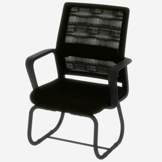 Fauteuil De Bureau 45x55x90 Cm, Dossier En Maille Respirante, Structure Métal Et Bois, Tissu Noir