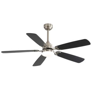 Ventilateur En Mdf 132x132x49 Cm Argenté Et Marron Avec LED, Système De Commande à Distance