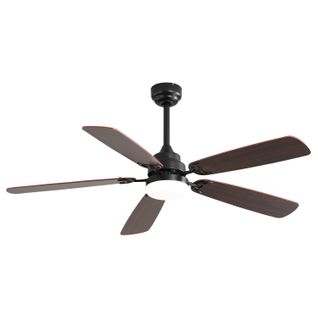 Ventilateur En Mdf 132x132x49 Cm Noir Et Marron Avec LED, Système De Commande à Distance