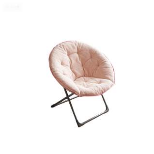 Fauteuil Lune Pliant 58x53x85cm, Assise En Laine De Mouton, Structure Métal Et Tissu, Rose+noir