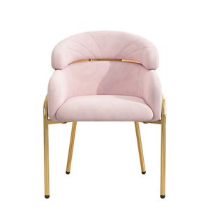 Chaise De Salle à Manger Simple 57x55x79 Cm, Style Design, Style Moderne, Métal Et Velours, Rose