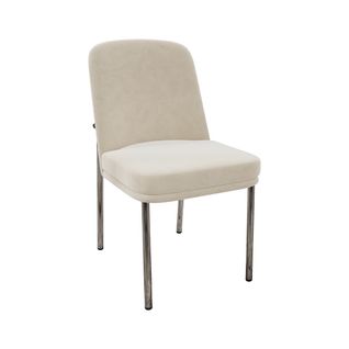 Lot De 6 Chaises 48x53x82 Cm, Assise Épaisse Et Confortable, Pieds Métal Chromé, Velours Beige