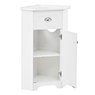 Meuble Vasque 59x42.5x90.5cm, Gain De Place Avec Lavabo Céramique Et Poignées Métal, Mdf, Blanc