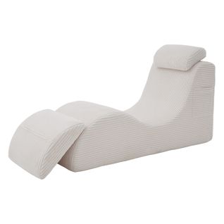 Fauteuil 160x66x90 Cm, Design Unique Ergonomique, Coussin Amovible, Velours Côtelé, Couleur Beige