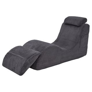 Fauteuil 160x66x90 Cm, Ergonomique Avec Coussin Amovible, Poche Latérale, Velours Côtelé, Gris Foncé