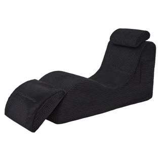 Fauteuil 160x66x90 Cm, Ergonomique Avec Coussin Amovible, Revêtement En Velours Côtelé, Noir