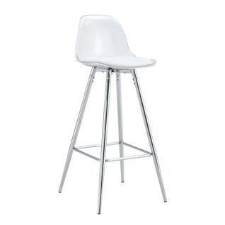 Lot De 2 Tabourets De Bar 38x33x96.5 Cm, Dossier Transparent, Métal, Plastique, Argent, Transparent