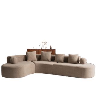 Canapé D'angle 327x215x80 Cm, Grand Format Pour Plus De 5 Personnes, Chenille, Mousse, Brun