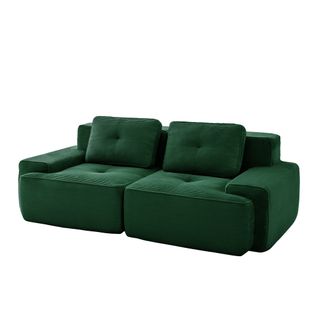 Canapé Modulaire 2 Places 204x104x69cm, Assise Profonde 74 Cm Confort Nuage, Velours Côtelé, Vert