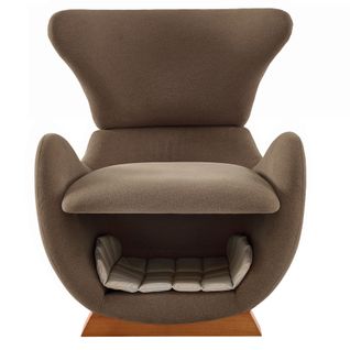 Fauteuil Lounge 66x69x76 Cm, Niche Pour Animal Intégrée, Tissu Résistant, Bois, Marron