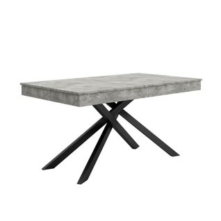 Table Extensible 140/180x80x76 Cm, Pour 6-8 Personnes, Plateau Épais 93 Mm, Mdf, Gris+noir