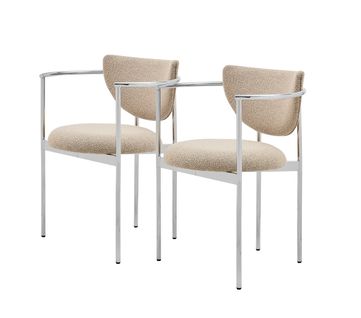 Lot De 2 Chaises 47x47x76 Cm, Dossier Avec Accoudoirs, Tissu Et Acier, Couleur Kaki