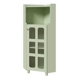 Meuble D'angle 63,5x124 Cm, Éclairage LED Pilotable Par Application, Rangement 2 En 1, Mdf , Vert