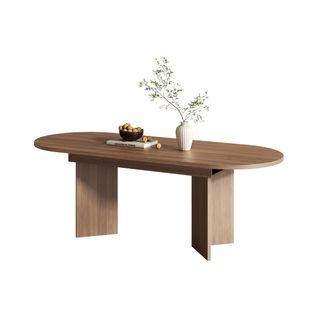 Table Extensible 140-180x90x75 Cm, Plateau Épais 18 Mm Et Coins Arrondis, Mdf, Couleur Brun