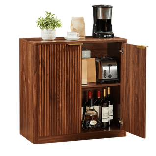 Buffet Bas 80x39.8x80 Cm, Rangement Avec Étagères Réglables, Panneau De Particules, Marron