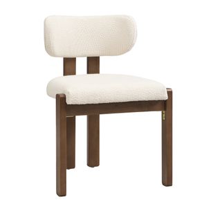 Lot De 6 Chaises De Salle à Manger, Assise Ergonomique, Bois Et Tissu Bouclé, Couleur Brun