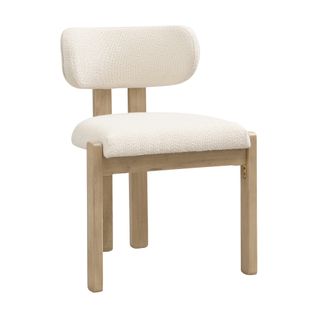 Lot De 2 Chaises De Salle à Manger, Tissu Bouclé, Structure En Bois, Couleur Naturelle