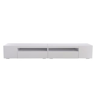 Meuble TV 240 Cm, Avec 4 Portes Et Bande LED, Blanc
