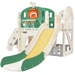 Toboggan Pour Enfants Avec Tunnel, Échelle, Panier De Basket Et Passage