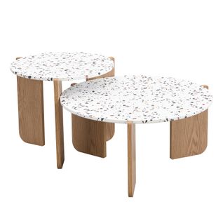 Lot De 2 Tables Basses Gigognes Naturelles 70x70/50x50 Cm