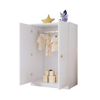 Armoire Enfant Avec Penderie, 2 Portes, Blanc