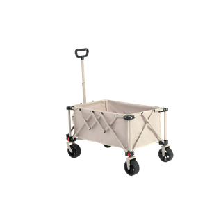 Chariot Pliant Beige 80 L En Acier, Roues Tout-terrain Amovibles, Poignée Réglable