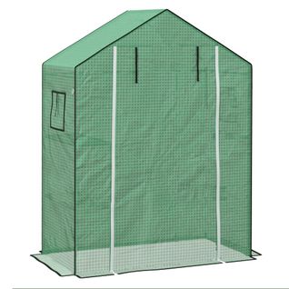 Bâche De Rechange Pour Serre 140x73x190 Cm, Pe 135 G/m² Anti-uv, Porte Zippée Et Fenêtres