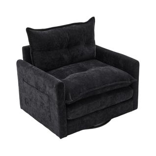 Fauteuil Pivotant 360° En Chenille Avec Accoudoirs Et Coussin