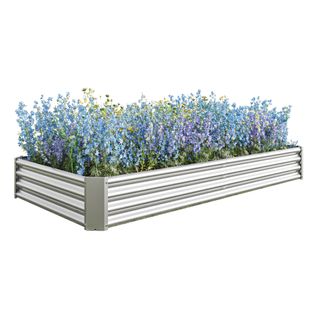 Carré Potager Surélevé En Métal Galvanisé 232x113,5x30 Cm Argent, Sans Fond