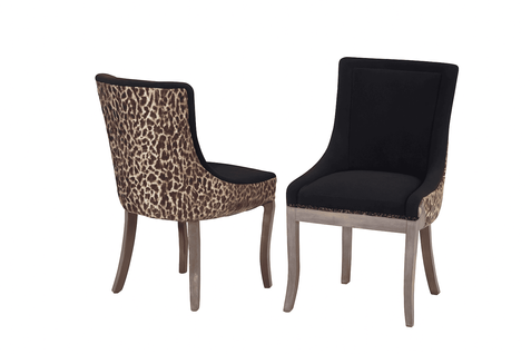 Lot De 2 Chaises De Salle à Manger, Dossier Haut Rembourré, Tissu Chenille, Piétement Bois