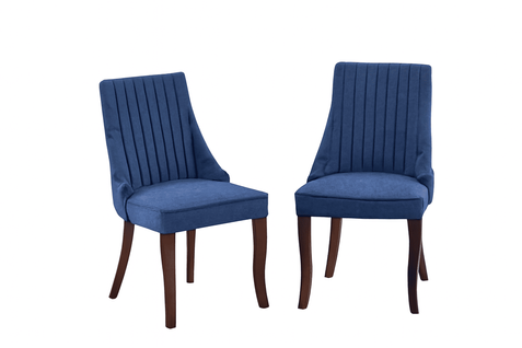 Lot De 2 Chaises De Salle à Manger, Dossier Haut, Assise Mousse Haute Densité, Pieds Bois, Bleu