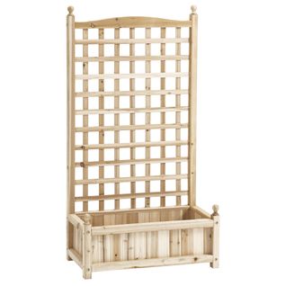 Jardinière Sur Pieds 2-en-1 Avec Treillis En Bois Naturel 64x28x120 Cm