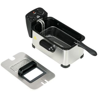 Friteuse 3 L Avec Thermostat Réglable, Bac à Huile Amovible, Minuterie, 2000 W, Acier Inoxydable