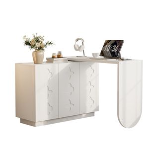 Bureau D'angle Pivotant Blanc Avec Rangements Modulables