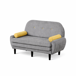 Canapé Convertible 2 Places, Dossier Réglable, Avec Coussins, Gris