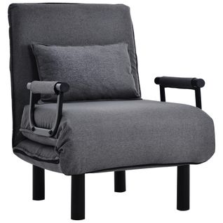 Fauteuil Relax, Fauteuil Pliant Avec Coussin, Dossier Réglable 6 Positions, Gris