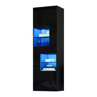 Vitrine Haute 55 X 38 X 170 Cm Avec 1 Tiroir 4 Portes Noir