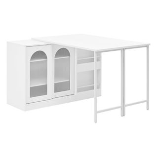 Table De Bar Extensible 121.5x40x76.7 Cm, Panneau Pivotant, Blanc