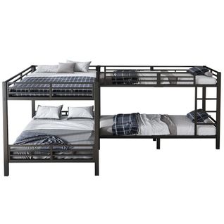 Lit Superposé 90x200 Et 140x200 Cm, Avec Lattes, En Métal, Noir