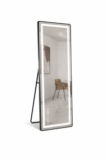 Miroir Sur Pied 163x54 Cm Avec LED, Cadre Fin En Aluminium Noir