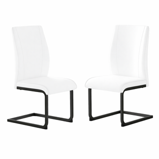 Lot De 2 Chaises De Salle à Manger, Assise Simili Cuir, Piètement Métal, Blanc Et Noir