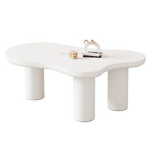 Table Basse En Forme De Nuage Blanche Avec Patins En Feutre 107 X 66 X 40.5 Cm