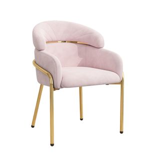 Chaise De Salle à Manger En Velours Rose, 1 Pièce, Piètement Métal