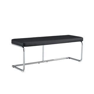 Banc D'entrée 130 Cm, Assise En Simili Cuir, Piètement Métal Chromé, Noir