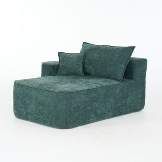 Méridienne 2 Places 144 Cm En Chenille Verte, Coussin Inclus