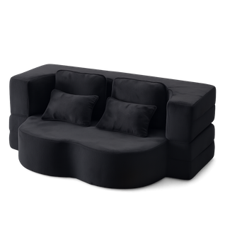 Canapé Modulable Compressé 2 Places En En Peluche - Noire