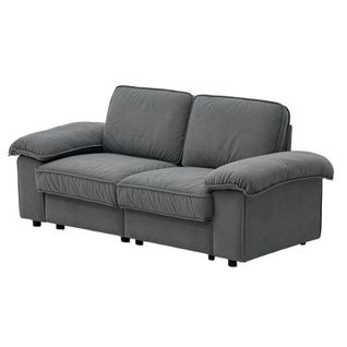Canapé 2 Places En Velours Gris Avec Rangement Sous Assise Et Suspension à Ressorts Ensachés