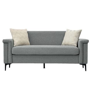 Canapé 2 Places En Polyester Gris Clair - 2 Pièces - Pieds Métal, Design Scandinave